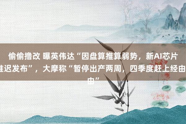 偷偷撸改 曝英伟达“因盘算推算弱势，新AI芯片推迟发布”，大摩称“暂停出产两周，四季度赶上经由”