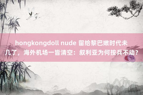 hongkongdoll nude 留给黎巴嫩时代未几了，海外机场一皆清空：叙利亚为何按兵不动？